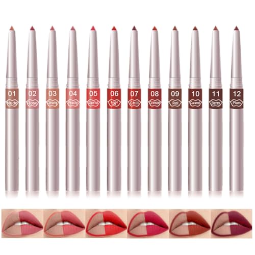 12-teiliges Lip Liner Set | Creamy Matte Lip Pencil Makeup Kit | Sculpting Lip Liner Pens | Long-Lasting Lip Makeup Set für Frauen, für Mutter, Frauen & Mädchen von Iouyjiu