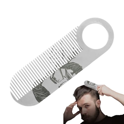 Beard Comb, Small Mustache Styling Brush Anti-Snag Design, Portable Double-Purpose Grooming Tool, Ideal Hair Detailing Comb for Men, Father, Daily Beard and Mustache Care, 10.2x3.2x0.2cm Silver Black von Iouyjiu