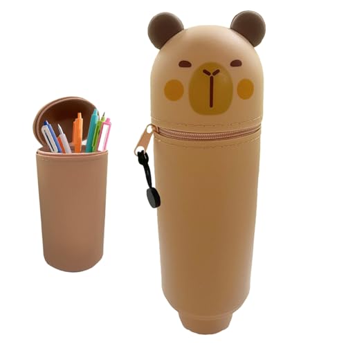 Iouyjiu Pen Holder for Desk, Capybara Telescopic Pencil Bag with Zipper Opening, Cute Standing Organizer for School Supplies Storage at Home Classroom Dorm for Kids Teens Students von Iouyjiu