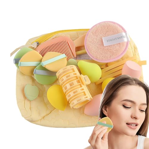 Kosmetik-Werkzeug-Set, Foundation Blender, Make-up-Tasche Organizer, Anfänger-Friendly Cosmetic Zubehör, Travel Case Perfect for Daughter Mom Wife, 5.51 Blatt Velvet von Iouyjiu