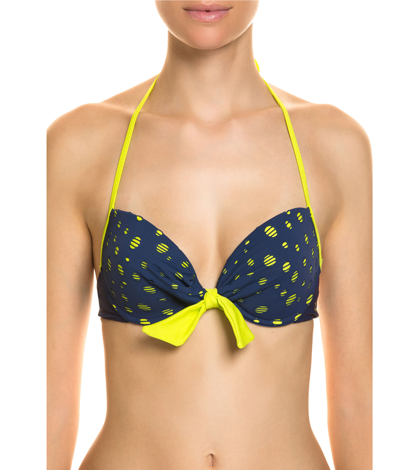 Ipanema Neckholder-Bikini elegantes Damen Bikini-Oberteil mit Lochmuster Blau/Grün von Ipanema