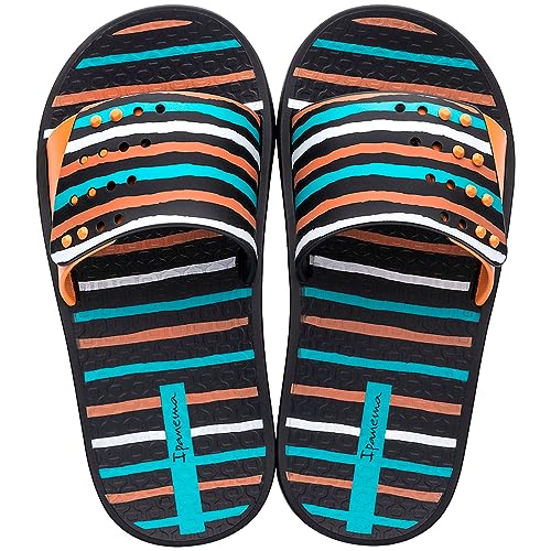 Ipanema Slide Kids 83231 Kinder Pool-Sandale, Black/Orange/Blue, Gr. 33-34 von Ipanema