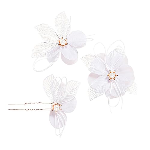 Ipetboom 1 Haarnadel Haarnadel Haar Klammern Haarnadel Mit Blumenmuster Haarschmuck Mit Blumen Hochzeit Haarspange Haaraccessoires Tiara Haarnadel Weiß Stoff Braut Die Blumen von Ipetboom