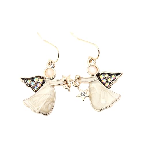 1 Paar Engelshörnchen Ohrringe mit Glänzenden Dekorationen Bequeme Langlebige Ear Hooks Outfit Stilvoller Schmuck von Ipetboom