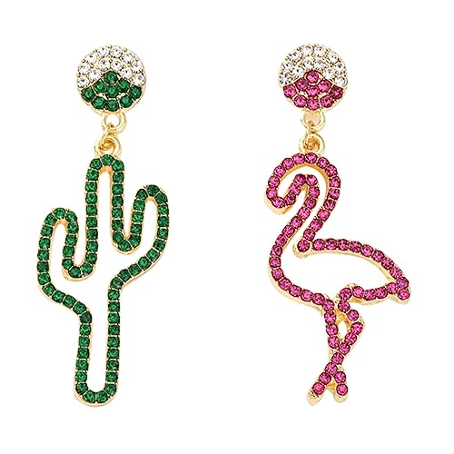 Ipetboom Flamingo-ohrringe in Kaktus-form Mit Strass Ohrstecker Für Damen Asymmetrischer Schmuck Als Accessoire Für Partys Und Alltag von Ipetboom