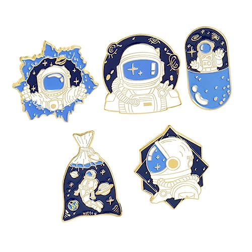 Ipetboom 5 Stück Cartoon Brosche Astronaut Anstecker Legierung für Damen Dekorative Abzeichen für Kleidung Taschen und Rucksäcke von Ipetboom