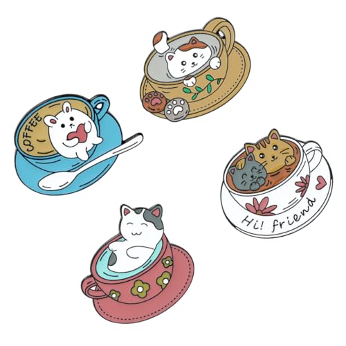 1 Satz Cartoon Katzenbroschen Niedliche Anstecknadeln Für Kleidung Taschen Schals Leicht Tragbar Für Dekoration Handwerk 4 Stück von Ipetboom