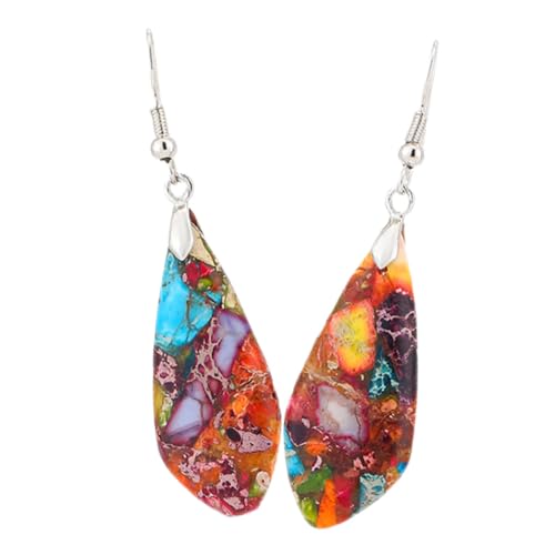 1Paar Böhmische Steinohrringe für Frauen Farbenfrohe Dangle Ohrringe im Tränenstein Design für Festivals Partys von Ipetboom