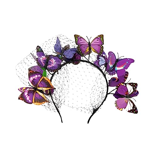 1Stk Schmetterlings-Stirnband Schmetterlings-Haarschmuck Fascinator-Mütze für Damen hochzeitsdeko charmant Haarnadel Kranz Kopfbedeckung Braut Schleier Plastik Violett von Ipetboom