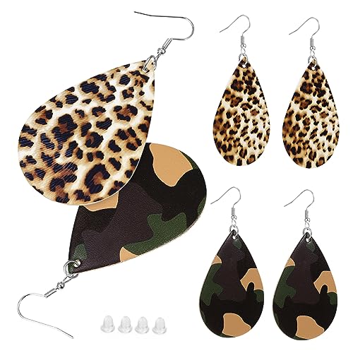 Ipetboom 2 Paar Baumelnde Tropfenohrringe für Frauen Leichte Vintage Ohrringe mit Leoparden Camouflage Anhänger Modischer Ohrschmuck für Mädchen von Ipetboom