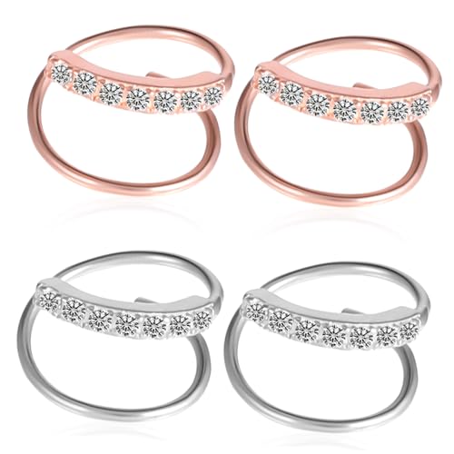 2 Paare Zirkonia Ohrringe Silberne Roségoldene Ohrringe für Funkelndes Design Vielseitig von Ipetboom