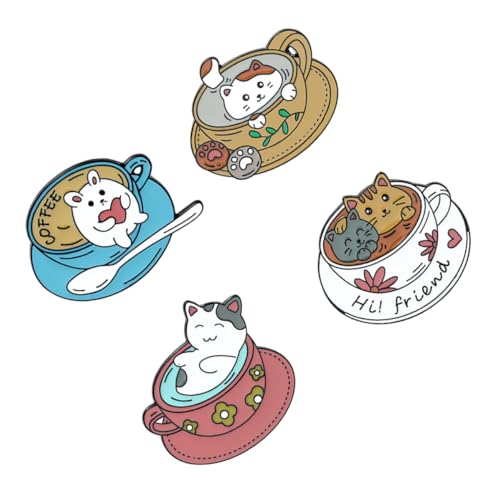 2 Sätze Teiliges Cartoon Katzenbroschen Legierte Anstecknadeln Für Frauen Kreative Dekoration Für Kleidung Taschen Schals Feiertage 4 Stück * 2 von Ipetboom