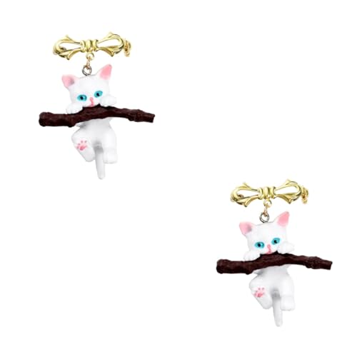 2 Stck. Katzenbrosche mit Halteast Stilvoller Anstecker für Kleidung Kreatives Design für Katzenliebhaber Modisches Accessoire für Jacken Taschen Geschenkidee für Freunde Familie von Ipetboom