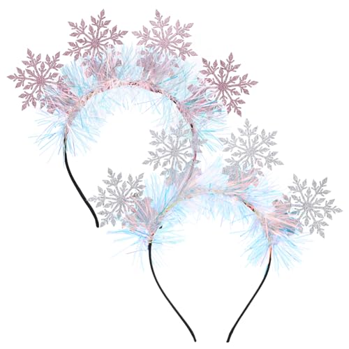 Ipetboom 2stücke Weihnachts-stirnbänder Mit Schneeflocken Und Glitzer Elastische Haaraccessoires Für Damen Party- Und Weihnachts-schmuck Für Festliche Anlässe von Ipetboom