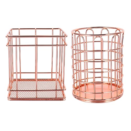 Ipetboom 2stücke Roségoldener Schmiedeeisen Make-up Pinsel Halter Dekorativer Aufbewahrungshalter Für Stifte Kosmetikpinselhalter Für Schreibtisch-organizer von Ipetboom