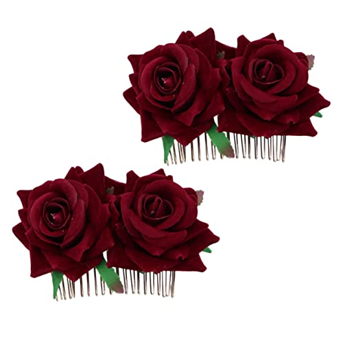 Ipetboom 2St Rosenhaarkamm Braut Haarspange Hochzeit Rose Haarspangen für Damen Haarspange haarschmuck Blumenkamm Rosenblütenkamm Haaraccessoires floraler Haarkamm Kranz von Ipetboom