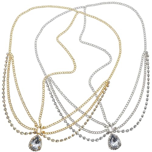 Ipetboom 2stücke Strass Stirnband Kopfkette Kristall Kopfstück Für Frauen Mädchen Hochzeit Party Festival Accessoire Kopfbedeckung Schmuck von Ipetboom