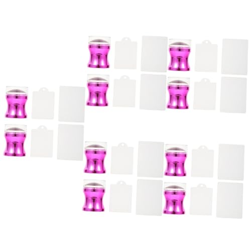 5 Sätze Nagelkunst-silikonstempel Maniküre-stempelwerkzeuge Manikürestempel Nagellack-stempel Stamper Für Nagelkunst Nagelstempel-set Violett Kieselgel Dichtungen Metallische Farbe von Ipetboom