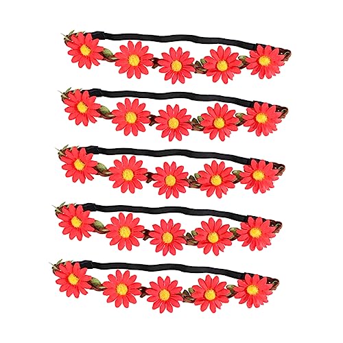 5st Blumenkronen Für Frauen Blumen-haarschmuck Hawaiianisches Blumenstirnband Blumenstirnbänder Für Frauen Sonnenblumenkrone Haarkranz Blumen-haarband Fräulein Böhmen Chrysantheme von Ipetboom