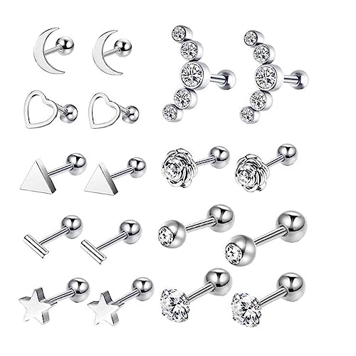 Ipetboom 9paare Ohrstecker Aus Für Frauen Und Mädchen Glatte Kanten Einzigartige Formen Elegantes Schmuck Piercing von Ipetboom