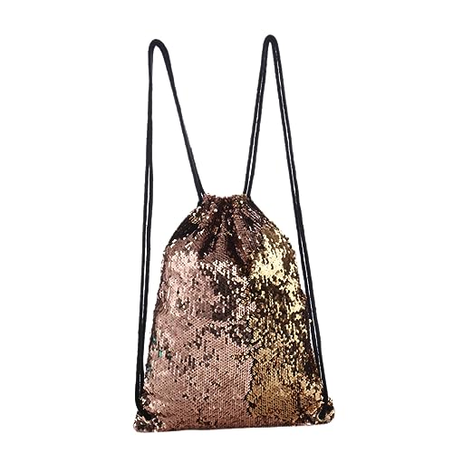 Glitzernder Damen Rucksack mit Pailletten Modischer Leichter Drawstring Beutel für Sport Tanz Shopping Outdoor Aktivitäten Reisen Strand Gold von Ipetboom