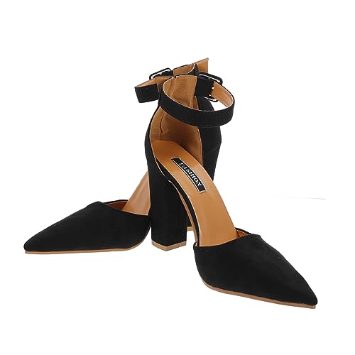 Ipetboom 1 Paar Damen Pumps mit Grobem Absatz Spitzem Fuß Riemchen Design Schwarze High Heels für Besondere Anlässe Partys Komfortabel Ipetboom 1 Paar Damen Pumps mit Grobem Absatz Spitzem Fuß Riemchen Design Schwarze High Heels für Besondere Anlässe Partys Komfortabel von Ipetboom