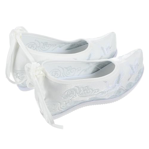 Ipetboom 1 Paar Ethnische Bestickte Stoffschuhe mit Keilabsatz für Damen Weiße Hanfu Schuhe für Traditionelle Kleidung und für Sommer Ipetboom 1 Paar Ethnische Bestickte Stoffschuhe mit Keilabsatz für Damen Weiße Hanfu Schuhe für Traditionelle Kleidung und für Sommer von Ipetboom