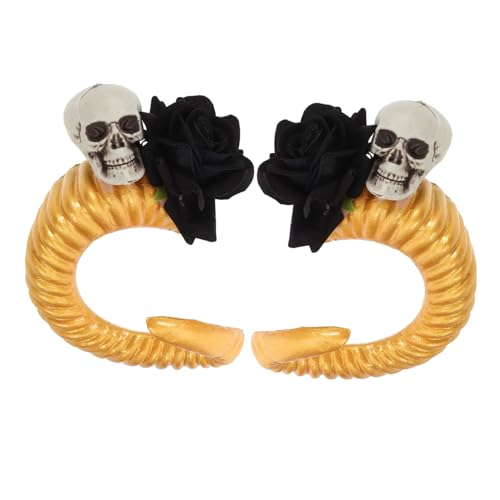 Ipetboom 1 Paar Klaue Haarnadel Hörner Band Horror Gebogen Wackelt Männer Cowgirl Sensenmann Kostüm Tierische Kopfbedeckung Kette Aufblasbarer Weihnachtsanzug Kopfschmuck Troll Stoff Golden von Ipetboom