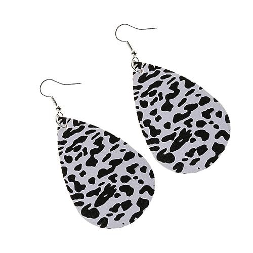Ipetboom 1 Paar Lederohrringe im Kuhmuster für Frauen Stilvolle Hängende Ohrringe PU und Langlebig Leicht für Outfit Ganzjährig Tragbar von Ipetboom
