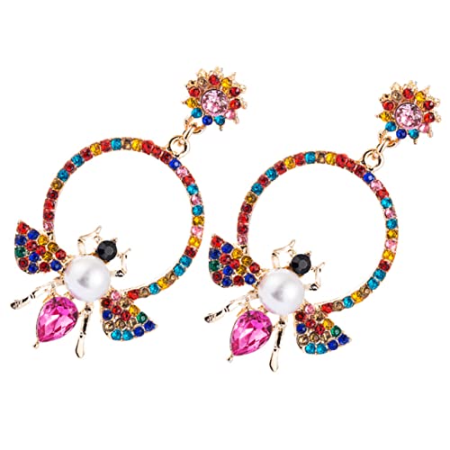 Ipetboom Hängende Ohrringe Mit Perlen Und Bienen-design Für Damen Kreis-form Mit Strasssteinen Ohrhänger Für Mädchen Und Frauen Alltags Und Party-schmuck Hautfreundliches Ohrgehänge von Ipetboom