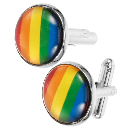 Ipetboom 1 Paar Regenbogen-Manschettenknöpfe Männer Smoking Ärmel ihn Arm Anzug Manschettenknöpfe coole Manschettenknöpfe Anzug Schmuck Manschettenknöpfe für Anzüge Zinklegierung von Ipetboom