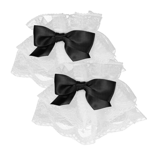 Ipetboom 1 Paar Spitzenärmel Fälschung Hochzeit elastisch Party Armband aus Spitze Handgelenkhandschuhe Damen Handgelenksmanschetten für Mädchen Handgelenkmanschette Stoff Schwarz von Ipetboom