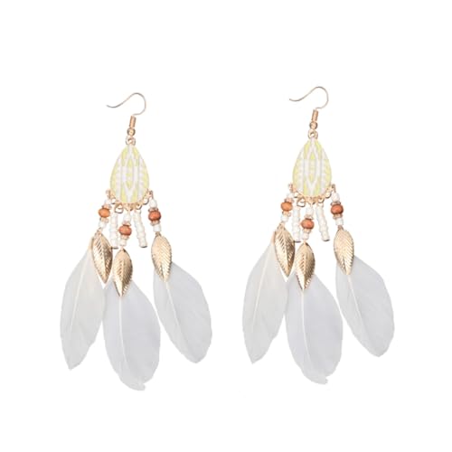 Ipetboom 1 Paar Vintage-Ohrringe hochzeitsdeko Blatt-Ohr-Anhänger Ohrentropfen Ohrschmuck aus Legierung lange Ohrendekore Ohrhänger Retro-Ohrtropfen künstliche Feder Weiß Ipetboom 1 Paar Vintage-Ohrringe hochzeitsdeko Blatt-Ohr-Anhänger Ohrentropfen Ohrschmuck aus Legierung lange Ohrendekore Ohrhänger Retro-Ohrtropfen künstliche Feder Weiß von Ipetboom