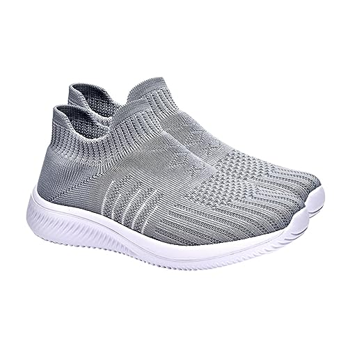 Ipetboom 1 Paar atmungsaktive Freizeitschuhe auf Wanderschuhe Schuhe Frauen Wanderschuhe Damen Komfort für Frauen sperren Schuhe Schlupfschuhe Damenschuhe Sport-Sneaker Mesh-Turnschuhe Grau von Ipetboom