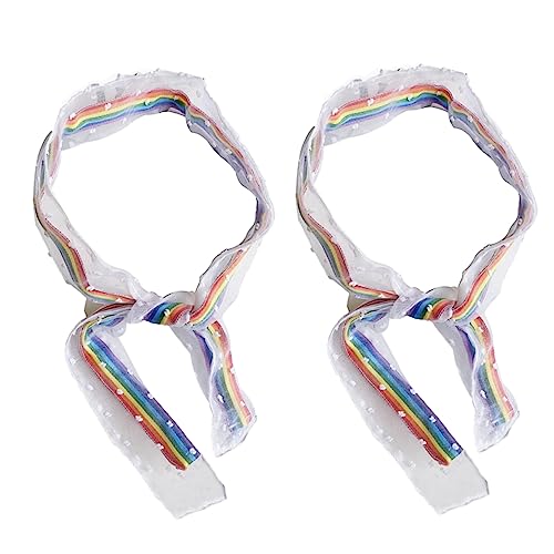 Ipetboom 1 Regenbogen-stirnband Dekorative Haargummis Haarbänder Für Mädchen Mesh-spitze-haarreifen Haarspangen Für Mädchen Fee Kopfschmuck Haarnadel Stoff Südkorea Fräulein Gittergewebe von Ipetboom