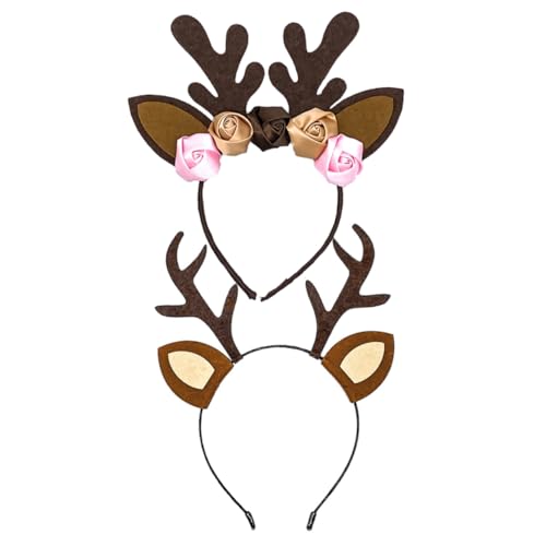 Ipetboom 1 Satz 2 Stück Elch Stirnband Urlaub Stirnbänder Haarnadel Kostüm Zubehör Weihnachten Stirnbänder Halloween-rentier-stirnband Geweih Weihnachts Rentier Haarband Männer Hirsch Stoff von Ipetboom