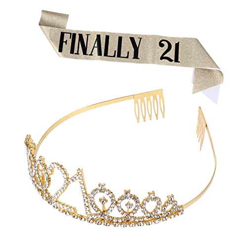 Ipetboom 1 Satz 2 Stück Krone zeremonieller Gürtel Braut Tiara für Frauen Königin Dekorationen Partyschärpe Rosa schultergurt Schärpe für Party Kristallhaarkamm Stoff Golden von Ipetboom