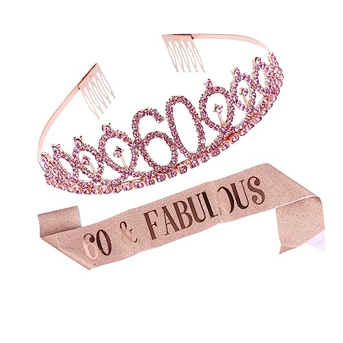 Ipetboom 1 Satz 2 Stück Krone zeremonieller Gürtel Königin plattiert verstauen Partyschärpe Krone für Mädchen Geburtstagsschärpe Geburtstagsfeierdekorationen Stoff Golden von Ipetboom