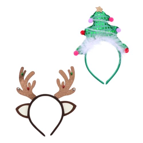 Ipetboom 1 Satz 2 Stück Stirnband Bands Haustier Weihnachtshirsch Verzierungen Krawatten Lustige Weihnachtsmützen Elch Weihnachtsdeko Weihnachtskopfschmuck Haarbänder Stoff Green von Ipetboom