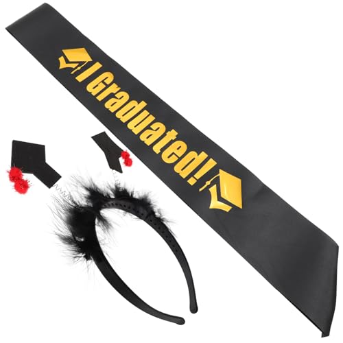 Ipetboom 2pcs Mini Graduation Hut Stirnband Und Schärpe Modische Graduation Dekorationen Für Cosplay von Ipetboom