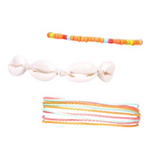 Ipetboom 3stücke Fußkettchen Im -Stil Gewebte Fußkettchen Aus Wachsfaden Fußschmuck Orange von Ipetboom