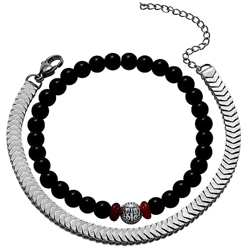 Ipetboom 1 Satz Doppellagiges Armband für Herren Perlenarmband mit Trendigem Design Modisches Handgelenkschmuckstück für Jede Gelegenheit für Geburtstage Feiertage von Ipetboom