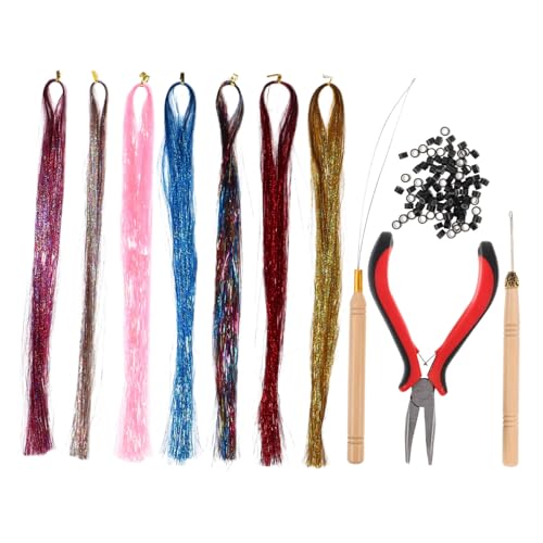 Ipetboom 1satz Glitzernden Haaraccessoires Farben Haarsträhnen Mit Für Und Teenager Für Cosplay Partys Und Festivals Häkelnadel Und Mikroringe von Ipetboom