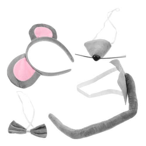 Ipetboom 1satz Tierkostüm Für Erwachsene Graue Kopfbedeckung Mit Ohren Und Accessoires Für Halloween Karneval Tierpartys Und Rollenspiele von Ipetboom