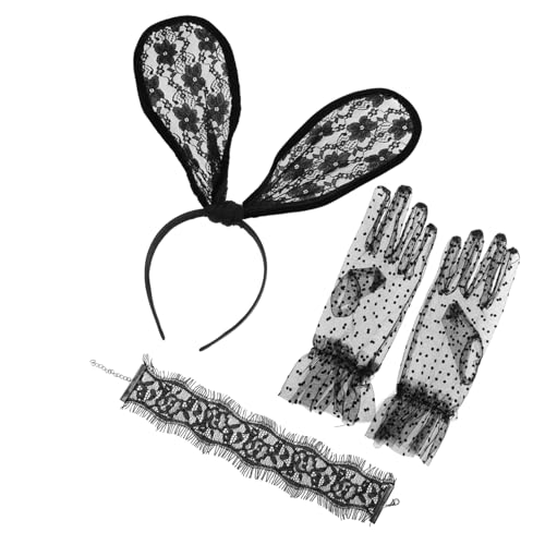 Ipetboom 1satz Cosplay Bunny Ear Haarband Mit Choker Und Handschuhen Festliche Osterdekoration Für Karneval Kostümpartys Und Feiern Hochwertige Spitze Material Für Komfort Und Stil von Ipetboom