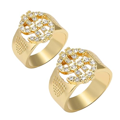 Ipetboom 1 Satz Herren Finger Ringe Verstellbare Hip Hop Ringe Hochwertigem Material Dollarzeichen Design Partys Geburtstagsgeschenke Alltäglichen Gebrauch 2 Stück von Ipetboom