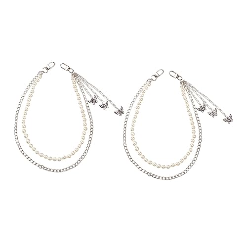 Ipetboom 2stücke Damen Hosenkette Perlenhosenkette Mehrlagige Hosenkette Jeans Kette Mit Schmetterlingsanhänger Bekleidungsaccessoire Aus Legiertem Material von Ipetboom