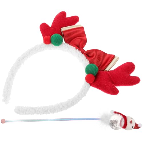 Ipetboom 1 Satz Kostüm für Erwachsene Junggesellenabschied Weihnachtsgeweih-Stirnbanddekore Bogen christmas haarreif christmas headband Haarspangen aus Geweih Weihnachtsbedarf Stoff rot von Ipetboom