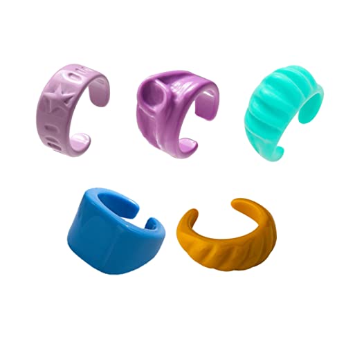 Ipetboom 1 Satz Mehrfarbiger Ring Bunt Spaß Dekorationsring Fingerringverzierung Kreativer Fingerring Schöner Harzring Zeigefingerring Aus Harz Trendiger Zeigefingerring Plastik 5 Stück von Ipetboom