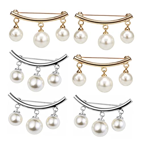 Ipetboom 6stücke Perlenbrosche Anstecknadel Halstuch-clips Pullover-befestigung Schalhalter-verschluss Metall-clip Für Kragen von Ipetboom